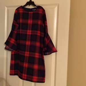 Girls checked dress (navy/bright pink), size 10, by Kidpik